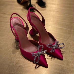 <span class=keywords><strong>Scarpe</strong></span> da Donna con Tacco a Blocco Geometrico in Raso Oro Rosa, Punta Affusolata, Slingback, Fiocco in Cristallo, per Feste ed Eventi Serali - Product Image 4