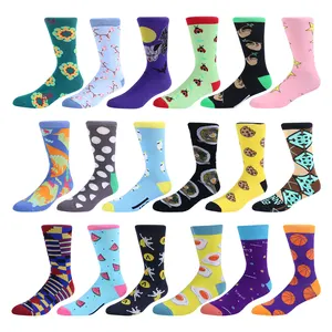 High Quality Socks Customized Wholesale Logo Design Bamboo Socken Chaussette High Quality Fashion Colorful Happy Funny Crew Cotton Men Socks