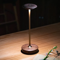 Nouvelle Lampe de Table Décorative en Bois de Noyer à LED, Rechargeable et Sans Fil, avec Sculpture sur Bois