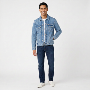 Veste en jean pour hommes personnalisée en gros à bas prix personnalisée à la mode en plein air coupe-vent design personnalisé - Product Image 1