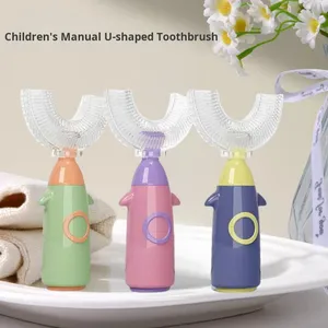 Cepillo de Dientes para Niños de 2 a 6 y 12 Años, Manual, en Forma de U, de Silicona de Grado Alimenticio, <span class=keywords><strong>con</strong></span> Cabezal de Cerdas Suaves, Modelo Y20 - Product Image 1