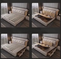 Großhandel Modernes Luxus-Polsterbett im neuen Design, Queen- und King-Size-Doppelbett mit Holzrahmen und erweiterbarem Stauraum, Schlafzimmermöbel