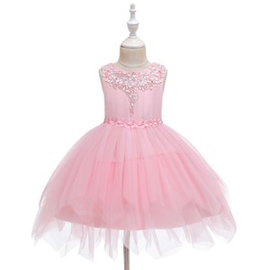 Robe de <span class=keywords><strong>demoiselle</strong></span> d'honneur fille en couches pour enfants de fleur brodée rose adaptée à la robe de soirée des enfants de bal - Product Image 6