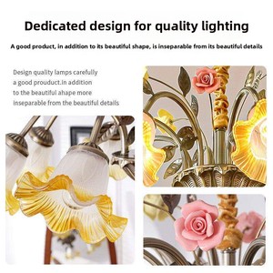 Lustre en fer et verre de style français, <span class=keywords><strong>LED</strong></span>, pour <span class=keywords><strong>salon</strong></span>, design artistique, éclairage vintage, nouveau modèle, style pastoral romantique - Product Image 5