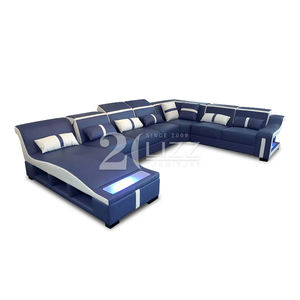 أثاث ذكي مستقبلي ليزا أريكة جلدية مقطعية حديثة على شكل حرف U مع كرسي قوس - Product Image 6