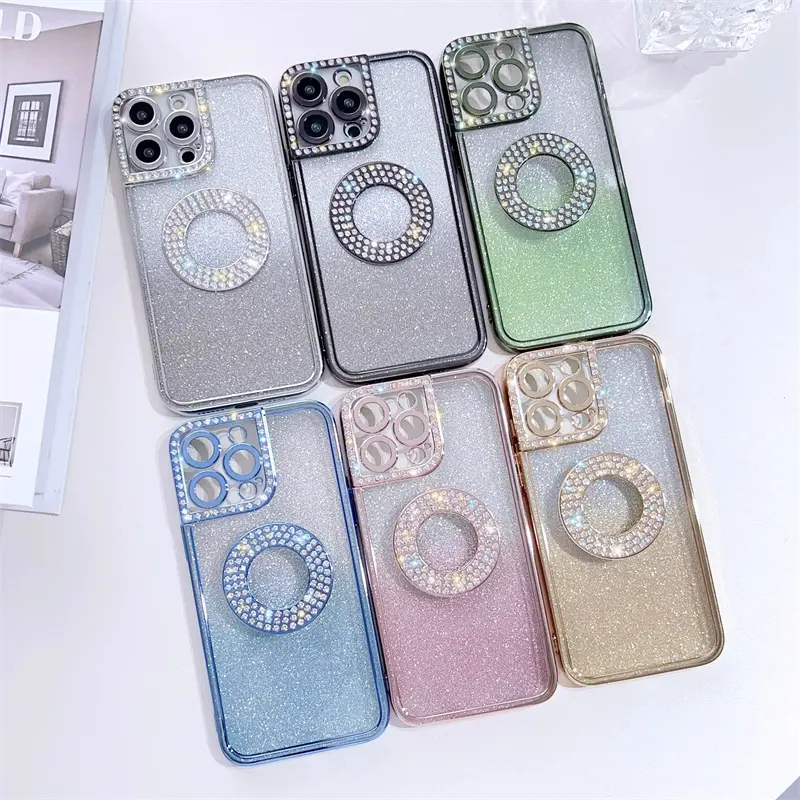Placcatura Glitter Bling Diamond Gradient custodie per cellulari in TPU antiurto per IPhone 14 13 Pro Max Cover