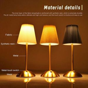 Small Pleated Table <b>Lamp</b> USB Rechargeable Nightstand <b>Lamp</b> Cordless Desk <b>Lamp</b> for Bedroom Living Room Home Office Decor - Product Image 6