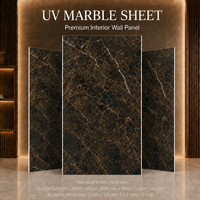 Panneau mural en PVC brillant MORLENX, marbre brun foncé noir à fines veines, pour projet d'aménagement intérieur de luxe