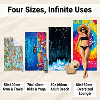 Luxury 400GSM 100% Cotton Velour Beach Towel - Super Absorbent Quick Dry, Double Sided, Custom Print for Sports & Travel