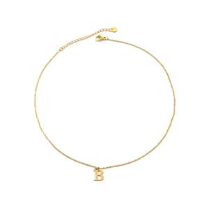 Collier avec pendentif lettre B en acier inoxydable 316L plaqué or PVD, bijoux de mode durables et résistants - Product Image 1