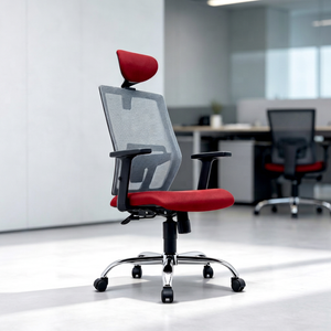 Modern Ergonomic Mesh Commercial <b>Office</b> <b>Chair</b> Red Gray Adjustable Armrest Headrest <b>Swivel</b> Chrome Base Manual Contemporary <b>Office</b> - Product Image 1