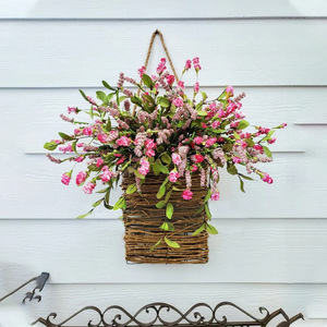 Panier <span class=keywords><strong>de</strong></span> fleurs <span class=keywords><strong>en</strong></span> <span class=keywords><strong>osier</strong></span> suspendu, ornement décoratif <span class=keywords><strong>de</strong></span> Noël, <span class=keywords><strong>couronne</strong></span> <span class=keywords><strong>de</strong></span> fleurs faite à la main, décoration <span class=keywords><strong>de</strong></span> panier - Product Image 6