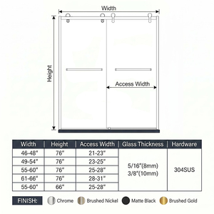 Puerta <span class=keywords><strong>Corredera</strong></span> de Ducha con Marco Cromado y Vidrio Templado, <span class=keywords><strong>Mampara</strong></span> de Ducha Moderna y Ecológica para Baño de Hospital - Product Image 6