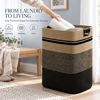 Paniers à linge pliables tressés faits à la main, grande capacité, en corde de coton, avec poignées durables – Nouveauté 2026, Vente Flash