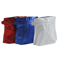 Pochette debout à fond plat en gros pochette vide à fermeture éclair pour le stockage des aliments sac de café en forme de rhomboïde en feuille d'aluminium mate avec valve