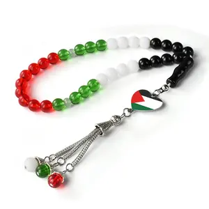 YS371 Save Gaza Palestine Rosary With Flag Palestine Tasbih Tasbeeh Crystal Free Palestinian Flag Palestine Prayer Beads Glass