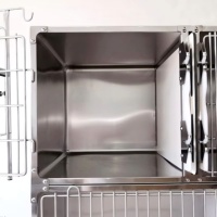Cage vétérinaire 5 portes pour chiens et chats - Acier inoxydable 304, design moderne et simple, verrouillable, pieds antidérapants pour usage en clinique vétérinaire