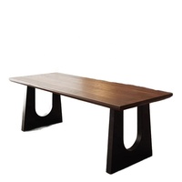Table de salle à manger commerciale en bois de noyer massif de style moderne, grande planche longue, bureau, table d'étude, table de travail informatique