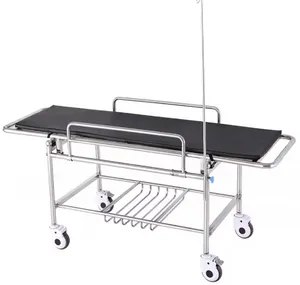 High Quality Stainless Steel Plate Trolley Hospital 4 Small Wheel Stretcher