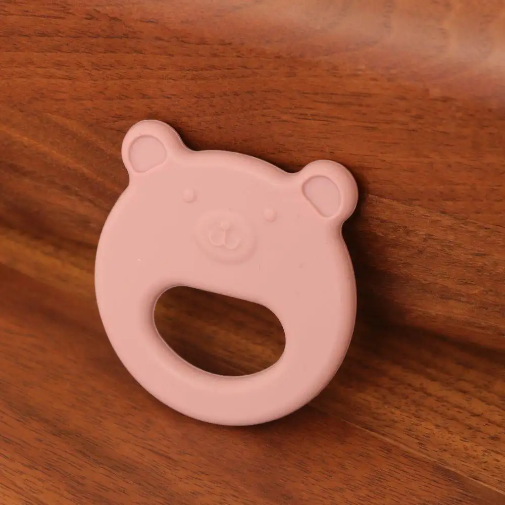 BPA Free Custom Soft Silikon Baby Beißring Schwein Bär Katzen spielzeug für Babys Säugling Kauen Beruhigendes Zahnen Kette Ring Ketten rassel