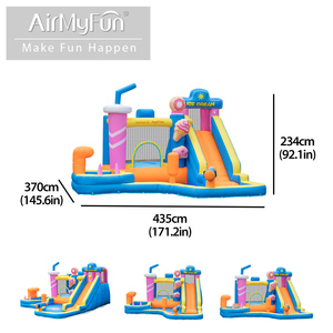 Château gonflable pour enfants, style crème glacée, en tissu Oxford, avec toboggan aquatique gonflable pour usage domestique - Product Image 3