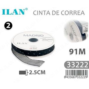 Nastro per Cucito Ilan Cinta De Correa 2.5Cm 91M Madrid Nero con Puntini - Product Image 3