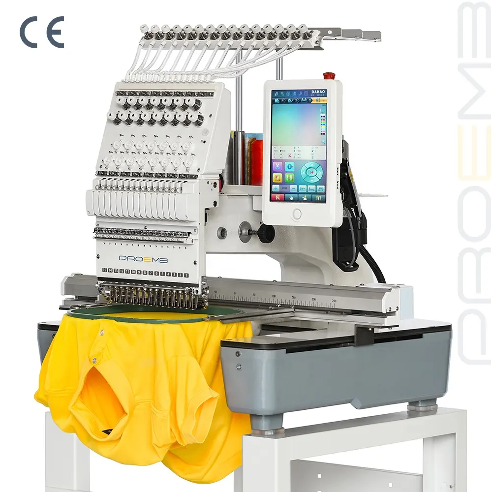 PROEMB high quality speed 1200rpm embroidery machine single head 15 needle cap embroidery machine