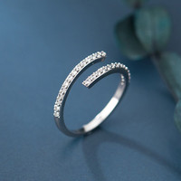 Minimaliste Cubique Zircone Forme Géométrique Réglable Ouvert Argent Plaqué Doigt Knuckle Anneaux Fine Jewelry pour les Femmes