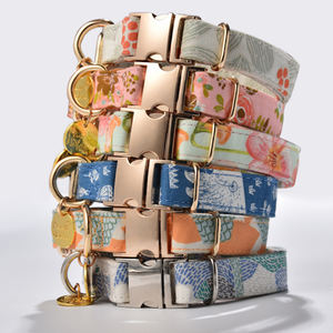 <span class=keywords><strong>Collar</strong></span> y correa de cuero con estampado de flores, hebilla de Metal de lujo, para perro - Product Image 3