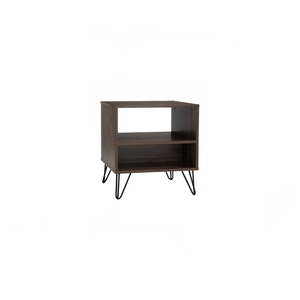 Luxury <b>Walnut</b> Finish SAMOS Side <b>Table</b> with Metal Legs for Living Room Lounge and Elegant Master Bedroom Bedside <b>Table</b> - Product Image 1