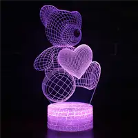 Lampe LED USB 3D en forme d'ours en peluche, luminaire pour Table d'humeur, nuit d'amour, jeu d'action, figurines, luminaire jouet pour enfant, nouveauté, cadeau