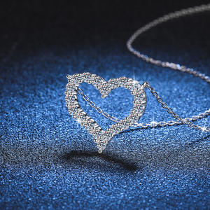 S925 <b>Silver</b> Plated Moissanite Round Brilliant Cut Heart-Shaped Romantic <b>Necklace</b> Strand <b>Chain</b> Certified Gift Occasions <b>for</b> <b>Women</b> - Product Image 3