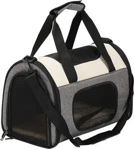 Soft faced pet backpack suitable for large cats weighing less than 20 pounds, foldable travel small dog backpack