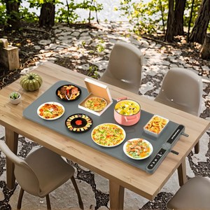 Chauffe-plat électrique à 8 zones individuelles en silicone, <span class=keywords><strong>plaque</strong></span> chauffante portable pour table à manger, extérieur - Product Image 1