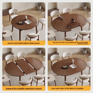 Set Tavolo da Pranzo Allungabile in Legno Massello Stile <span class=keywords><strong>Vintage</strong></span> Francese, Tavoli e Sedie Pieghevoli Rotondi e Ovali per Piccole Cucine - Product Image 5