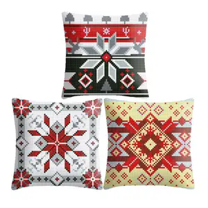 Funda de almohada bordada para el hogar, funda de almohada personalizada con patrón geométrico artesanal, divertido, 2022