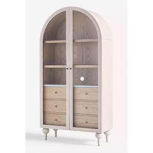 Meubles de salon de luxe faits à la main de style milieu du siècle porte en verre dessus en marbre <span class=keywords><strong>armoire</strong></span> de <span class=keywords><strong>rangement</strong></span> à trois tiroirs - Product Image 4