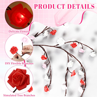 Guirlande lumineuse LED flexible en forme de rose, télécommandée et à intensité variable, pour la décoration murale intérieure et l'éclairage de Noël