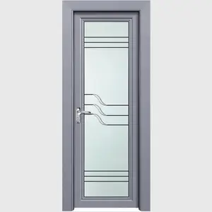 Passen Sie einfache Stil gehärtete Glas Aluminium Flügel Türen für Badezimmer und Schlafzimmer