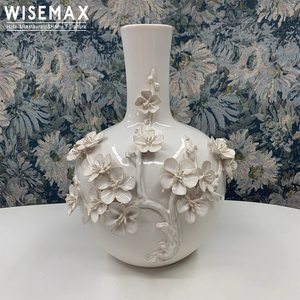 WISEMAX mobili europei arte Vintage <span class=keywords><strong>soggiorno</strong></span> decorazione fiore in rilievo ornamento di nozze fatto a mano vaso di ceramica per la casa - Product Image 6