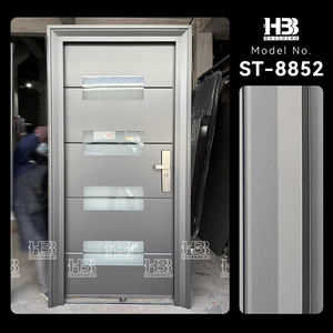 Американский современный дом, парадный вход, 4 стеклянные панели, вставленные изолированные металлические двери из нержавеющей стали - Product Image 2