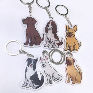 พวงกุญแจพลาสติกพิมพ์ลายสุนัขน่ารักแตกต่างกันแบบกำหนดเองพวงกุญแจอะคริลิคสำหรับกุญแจ - Product Image 6