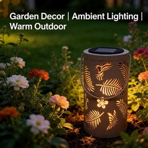 Lanterne solaire d'extérieur étanche à l'eau et à la poussière IP44, lumière chaude sculptée, un compagnon réconfortant les nuits de pluie - Product Image 5