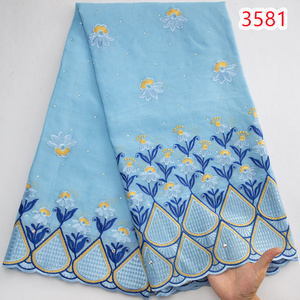 Tissu en dentelle <span class=keywords><strong>de</strong></span> coton africain avec broderie <span class=keywords><strong>de</strong></span> pierres et motifs floraux 2023, 5 yards, tissu en dentelle <span class=keywords><strong>suisse</strong></span> pour robes <span class=keywords><strong>de</strong></span> soirée femme, à coudre 3281 - Product Image 5