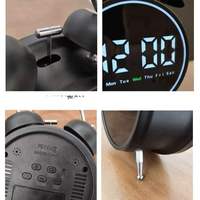 Reloj Despertador de Anillo Estilo Coreano con Pantalla LCD, Movimiento Silencioso, Campana de Metal, Luz de Tres Niveles, Reloj Analógico, Venta de Fábrica