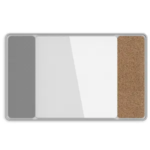 Pizarra Magnética de <span class=keywords><strong>Vidrio</strong></span> Templado con Superficie de Corcho y Fieltro, Juego Combinado <span class=keywords><strong>para</strong></span> Oficina, Hogar y Escuela - Product Image 1