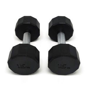 Sản Xuất Bán Buôn Tùy Chỉnh Phòng Tập Thể Dục Tập Thể Dục Thiết Bị Tập Thể Dục Tạ Sức Mạnh Đào Tạo Cao Su Màu Đen 12 Bên Quả Tạ - Product Image 2