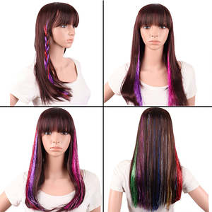 Accessoires d'<span class=keywords><strong>extension</strong></span> Fujia personnalisés DIY Festival Hair Laser Glitter Gold Tressage Sparkle Shiny <span class=keywords><strong>Clip</strong></span> in Hair Tinsel - Product Image 2