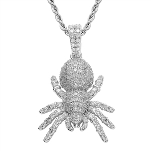 Colar Masculino de Latão com Pingente de Aranha Cravejado com Zircônia Cúbica Micro Pavê Estilo Hip Hop - Joias Atacado - Product Image 5