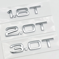Lettres en chrome noir 3D ABS, logo 1.8T 2.0T 3.0T, autocollant imperméable pour carrosserie de voiture pour Audi A1 A2 A3 A4 A5 A6 A7 S3 S4 S5 S6 RS
